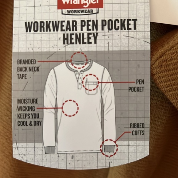 Wrangler workwear long sleeve Henley - Picture 7 of 7